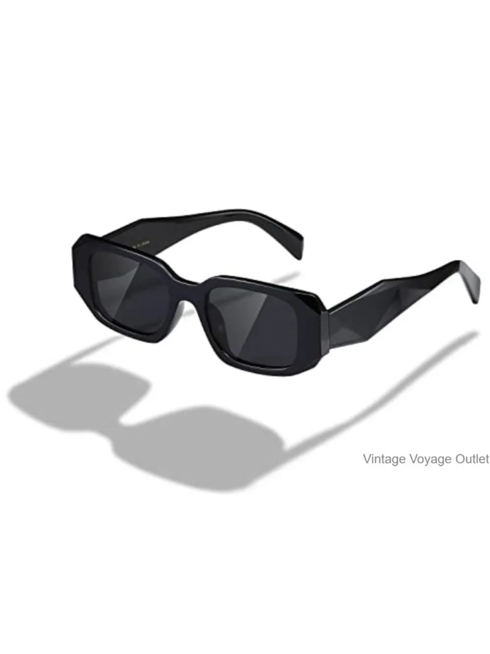 Retro Rectangular Sunglasses UV400 Metal Frame Unisex Driving Travel Shades